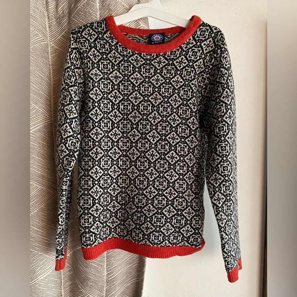 ICEWEAR Women's Icelandic Sweater Pullover Wool Black Beige Sz XS